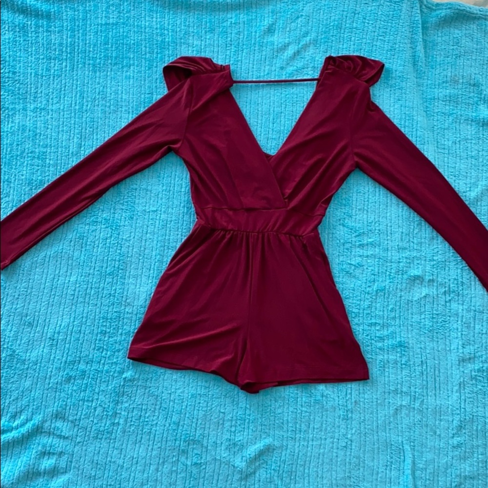 Maroon long sleeve jump suit